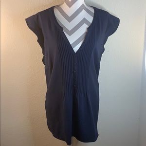 Navy Blouse with Button Details